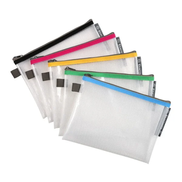 Oppbevaringslomme plast glidelås A5 ass