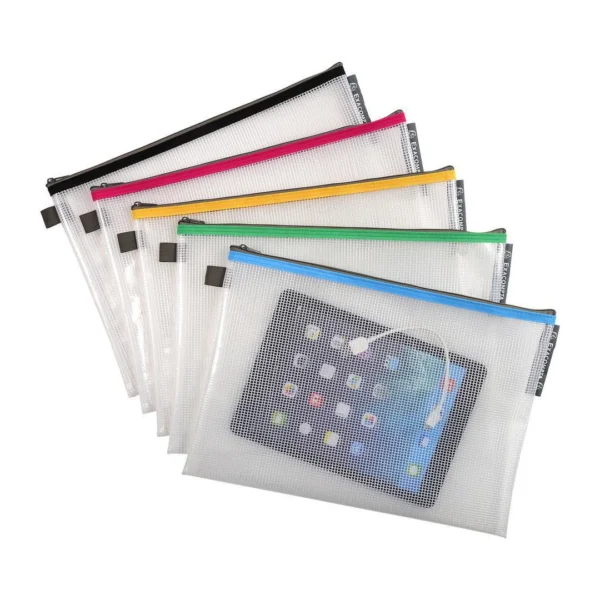 Oppbevaringslomme plast glidelås A4 ass