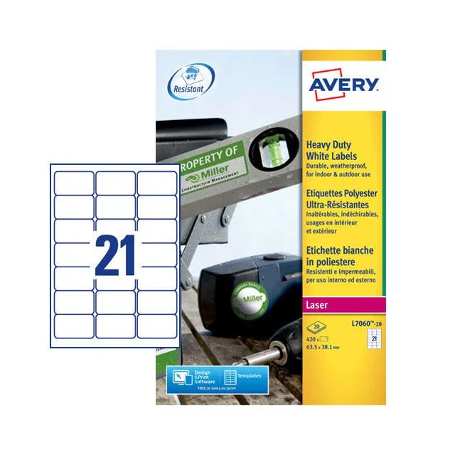 Etikett AVERY polyester 63,5x38,1 (420) - Bilde 5