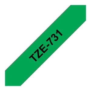 Tape BROTHER TZe-731 12mmx8m sort/grønn