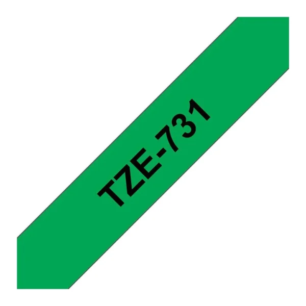 Tape BROTHER TZe-731 12mmx8m sort/grønn