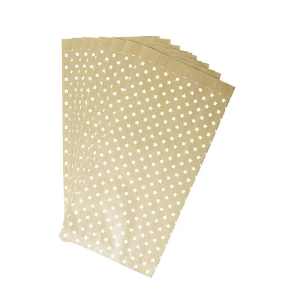 Papirpose 15x31x6cm kraft m/stjerne (50)
