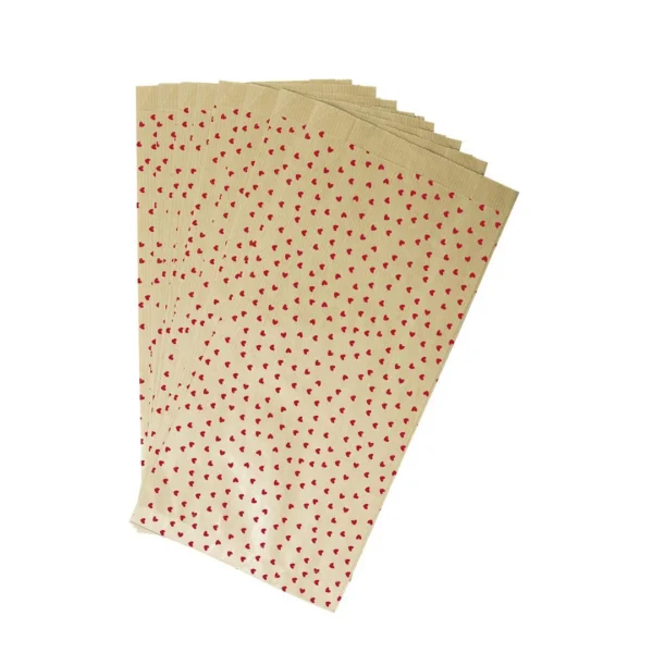 Papirpose 11x21x5cm kraft m/hjerter (50)
