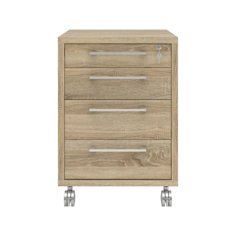 Skuffeseksjon PRIMA m/hjul 4 sk eik