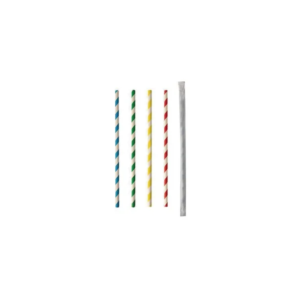 Sugerør papir enkelpakket Ø0,6x20cm(100)