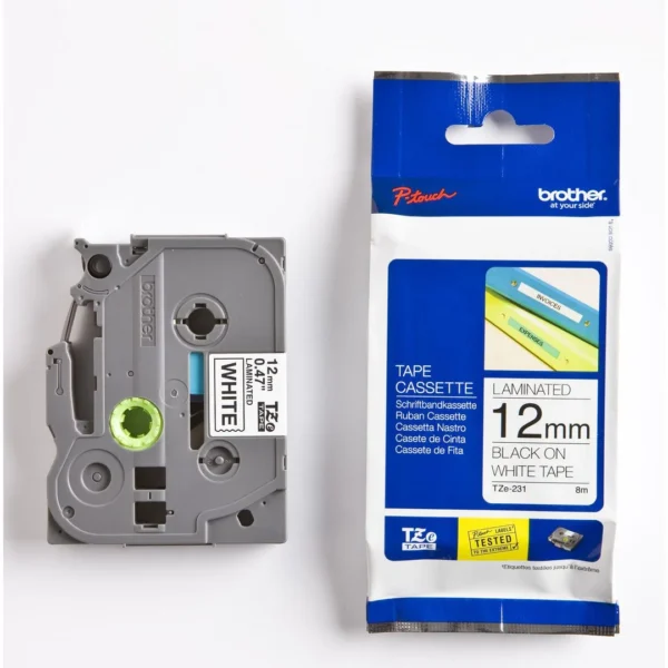 Tape BROTHER TZe-231 12mmx8m sort/hvit