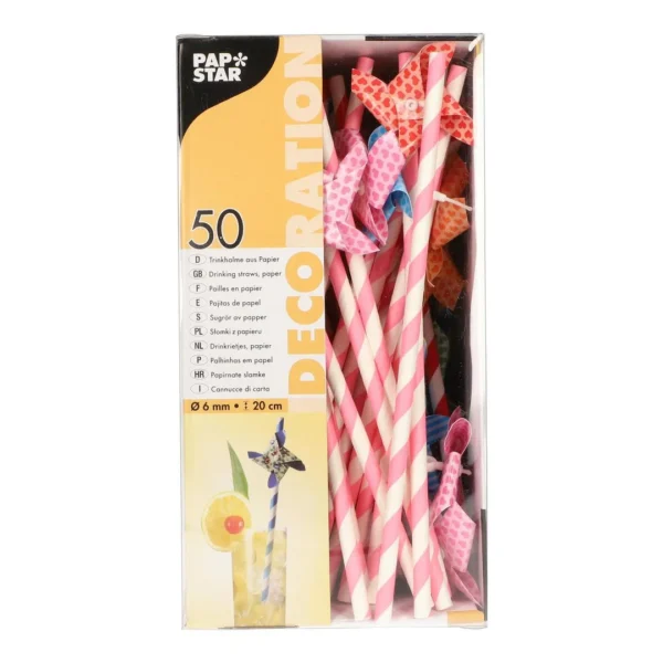 Sugerør PAPSTAR 20cm assortert (50)