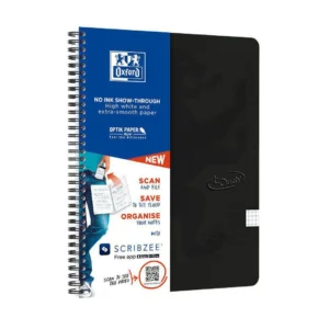 Notatbok OXFORD Touch A4+ 90g rut sort