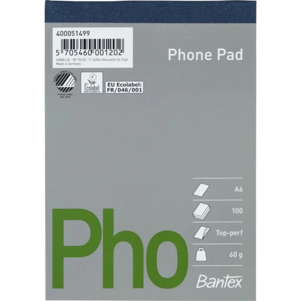 Telefonblokk BANTEX A6 100s 60g