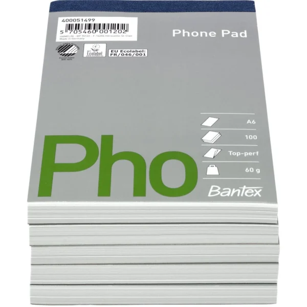 Telefonblokk BANTEX A6 100s 60g