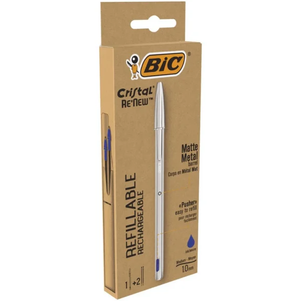 Kulepenn BIC Cristal ReNew 1,0 blå (1+2)
