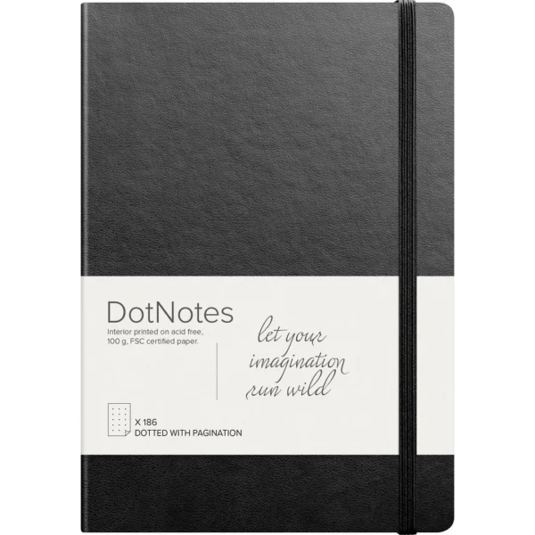 Notatbok BURDE DotNotes A5 udatert sort