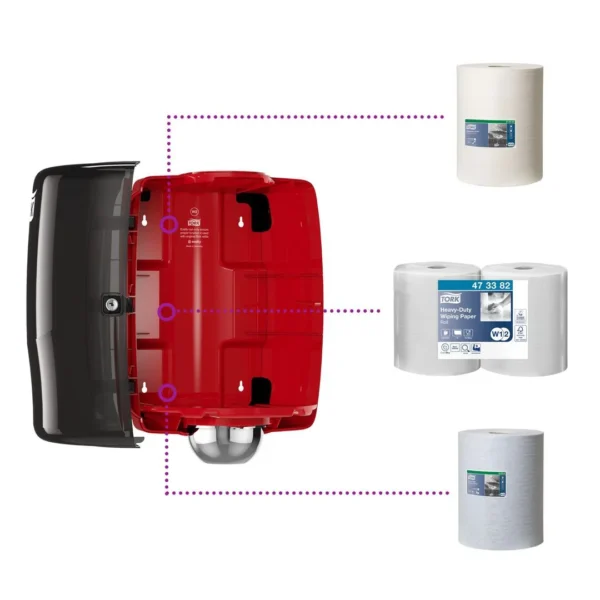 Dispenser TORK senterrull W2 rød/sort