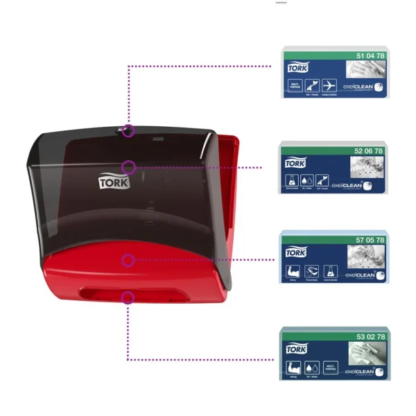 Dispenser TORK top-pack W4 rød/sort
