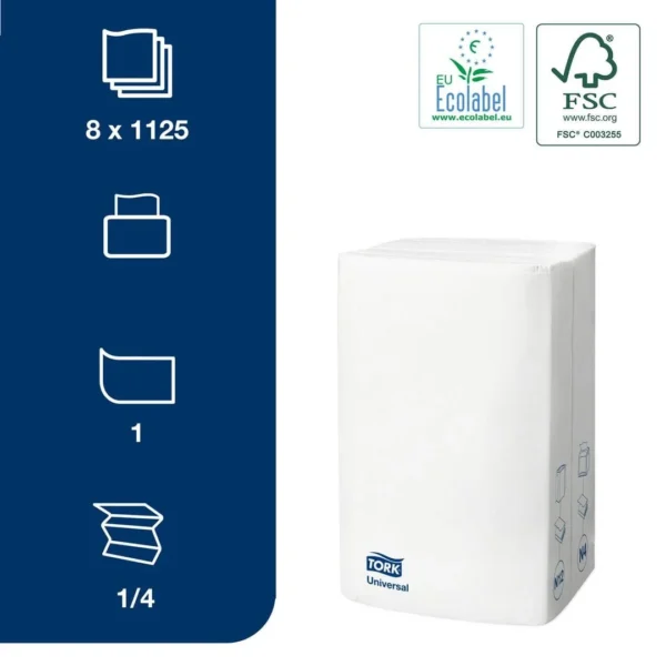 Dispenserserviett TORK N4 1L hvit (1125)