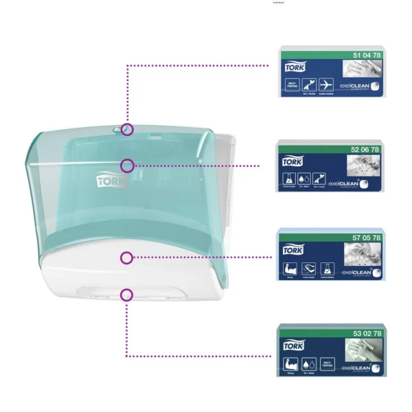 Dispenser TORK top-pack W4 hvit/turkis