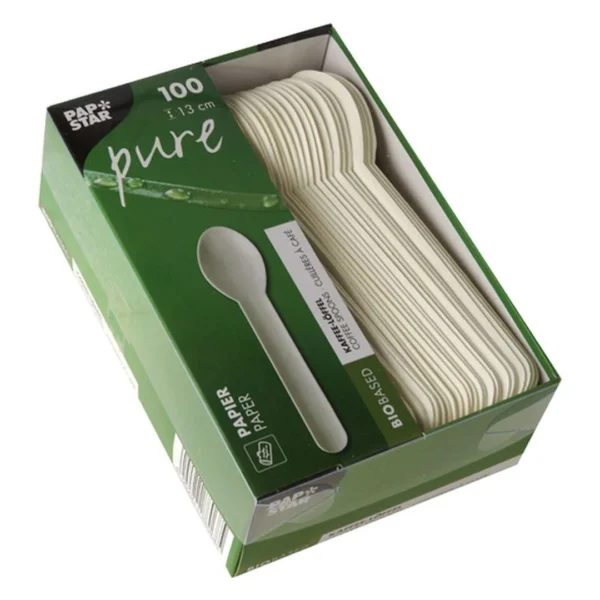 Teskje PURE papp 13cm hvit (100)