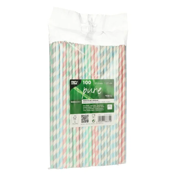 Sugerør PAPSTAR 22cm striper (100)