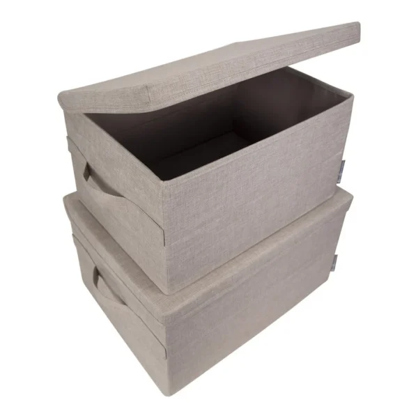 Oppbevaringsboks BIGSO m/lokk L beige