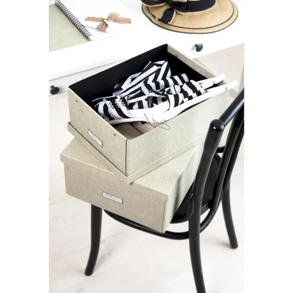 Oppbevaringsboks BIGSO Katrin m/lokk grå