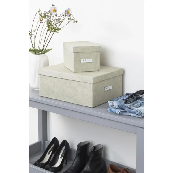 Oppbevaringsboks BIGSO Karin m/lokk grå