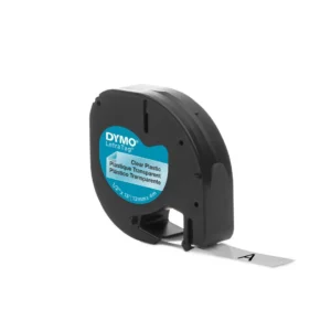 Tape DYMO LetraTag 12mm plast sort/klar