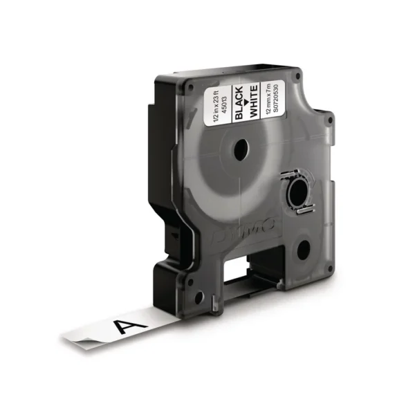 Tape DYMO D1 12mm x 7m sort/hvit