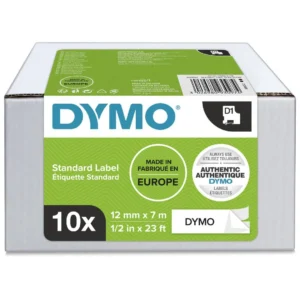 Tape DYMO D1 12mm x 7m sort/hvit (10)