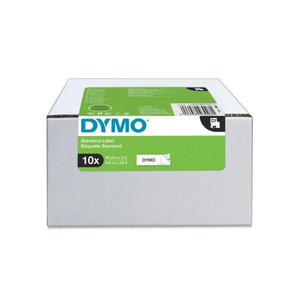 Tape DYMO D1 19mm x 7m sort/hvit (10)