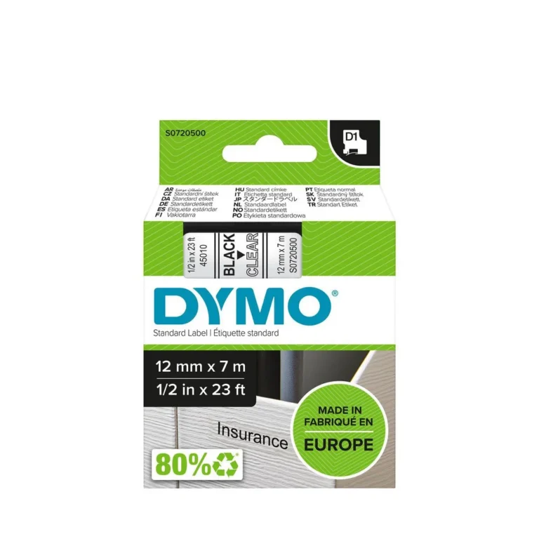 Tape DYMO D1 12mm x 7m sort/klar - Bilde 2