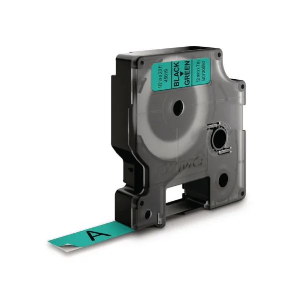 Tape DYMO D1 12mmx 7m sort/grønn
