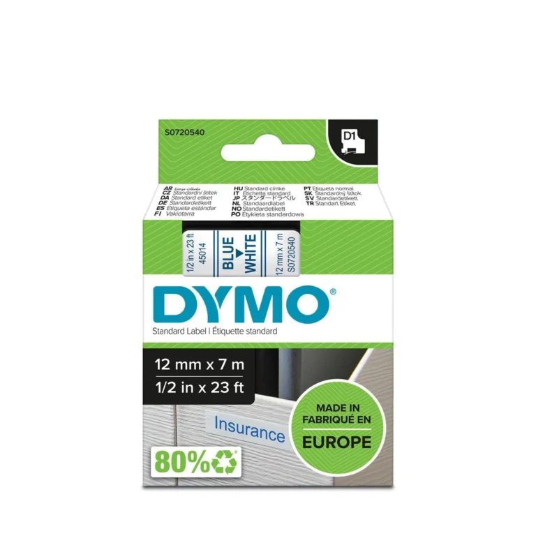 Tape DYMO D1 12mm x 7m blå/hvit - Bilde 2