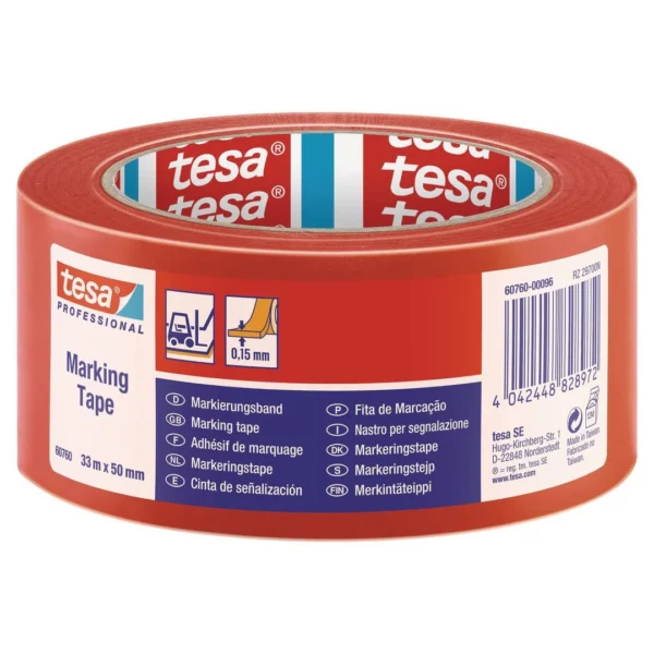 Tape TESA PVC gulv/varsel rød