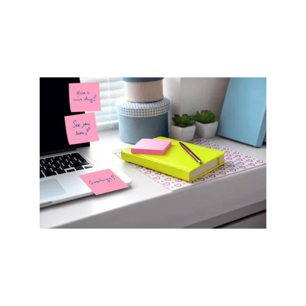 Notatblokk INFO 75x75 neon rosa