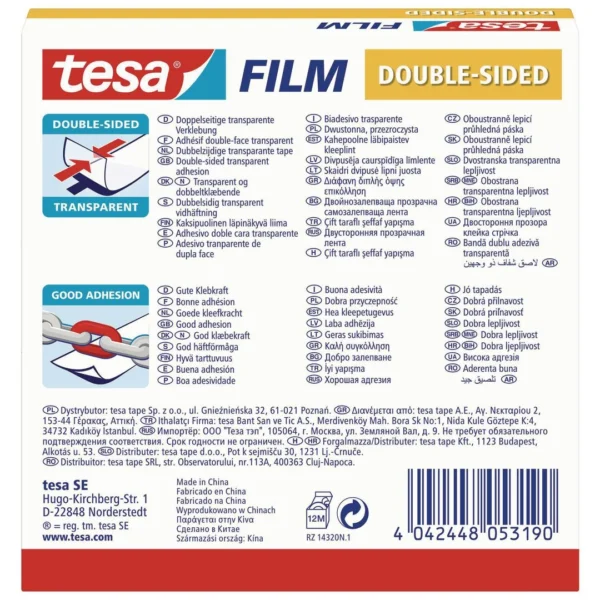 Tape TESA dobbeltsidig 19mmx33m