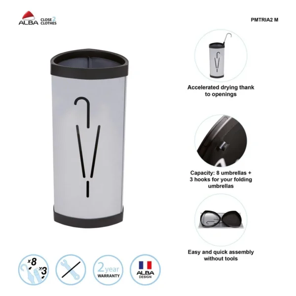 Paraplystativ ALBA 60x27x27cm sølv