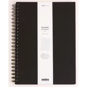 Notatbok GRIEG A4 100g 160s ruter sort