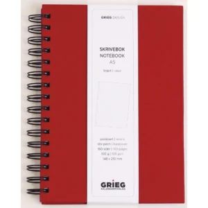 Notatbok GRIEG A5 100g 160s linjer rød