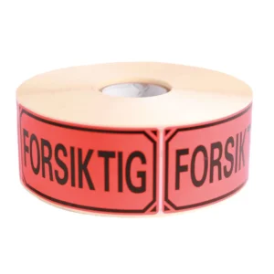 Etikett 'Forsiktig' 50x100mm rull (1000)