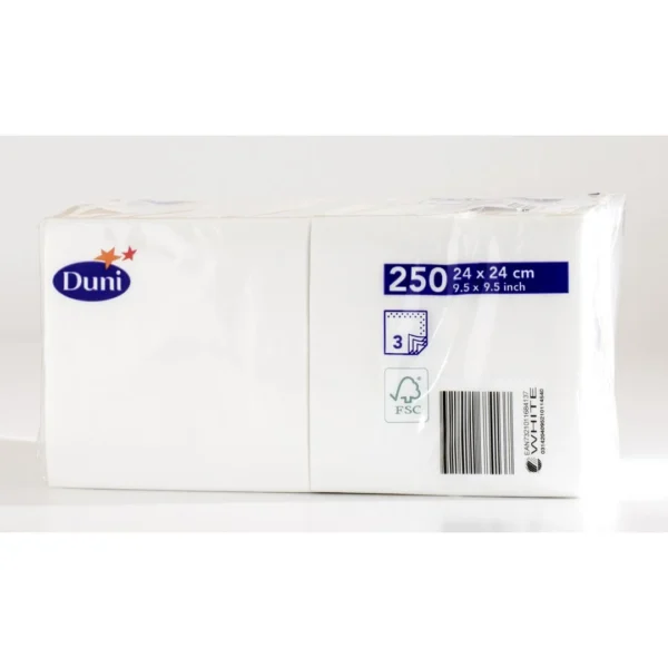 Serviett DUNI 3L 24cm hvit (250)