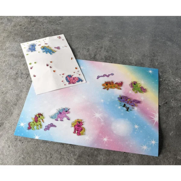 Etikett AVERY dekor enhjørninger