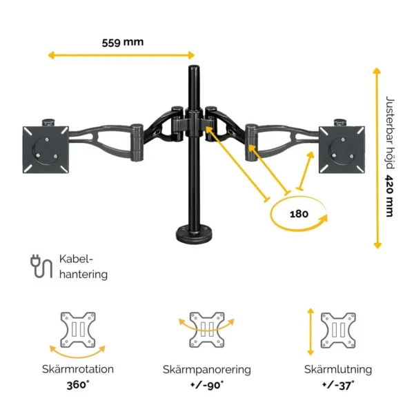 Skjermarm FELLOWES 8041701 Dual/depth