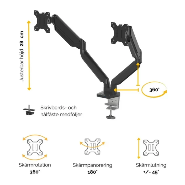 Skjermarm FELLOWES dual