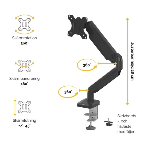 Skjermarm FELLOWES single