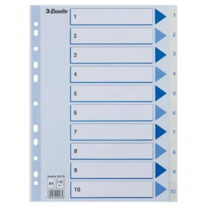 Register ESSELTE A4 plast 1-10 blå/hvit
