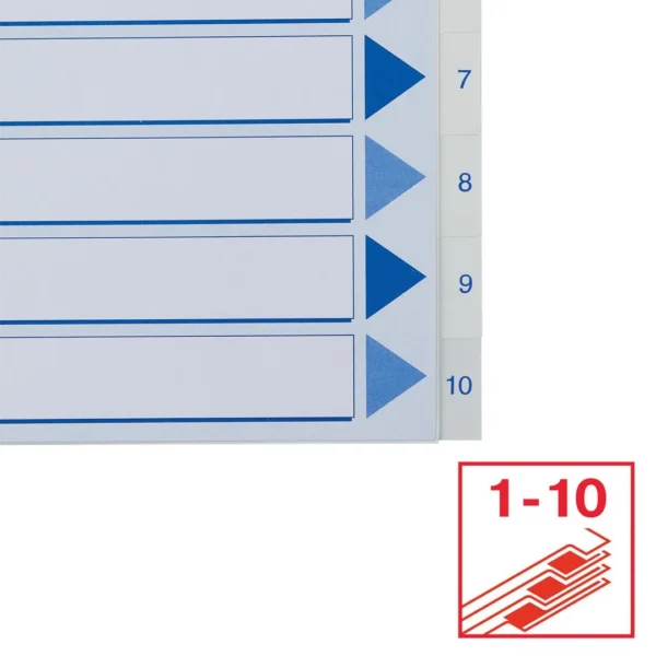 Register ESSELTE A4 plast 1-10 blå/hvit