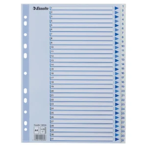 Register ESSELTE A4 plast 1-31 blå/hvit