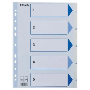 Register ESSELTE A4 plast 1-5 blå/hvit