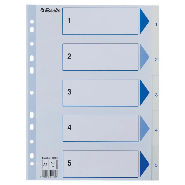 Register ESSELTE A4 plast 1-5 blå/hvit