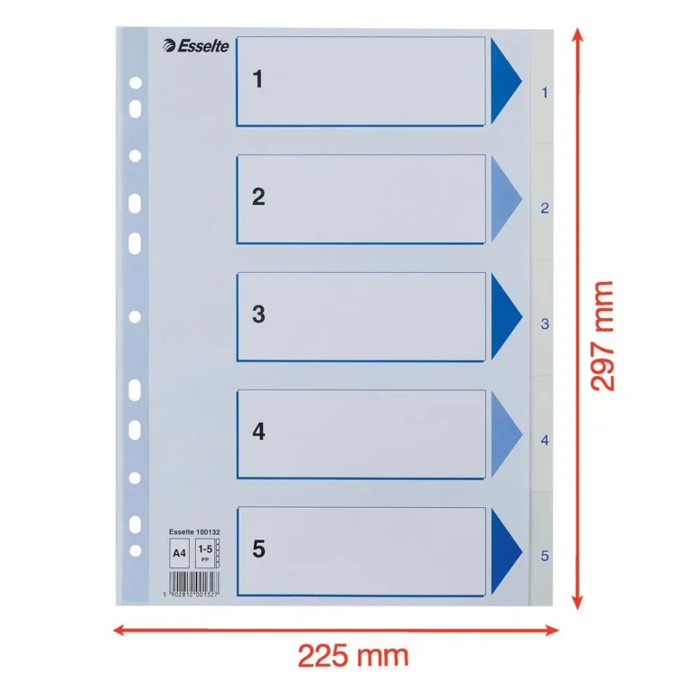 Register ESSELTE A4 plast 1-5 blå/hvit - Bilde 2